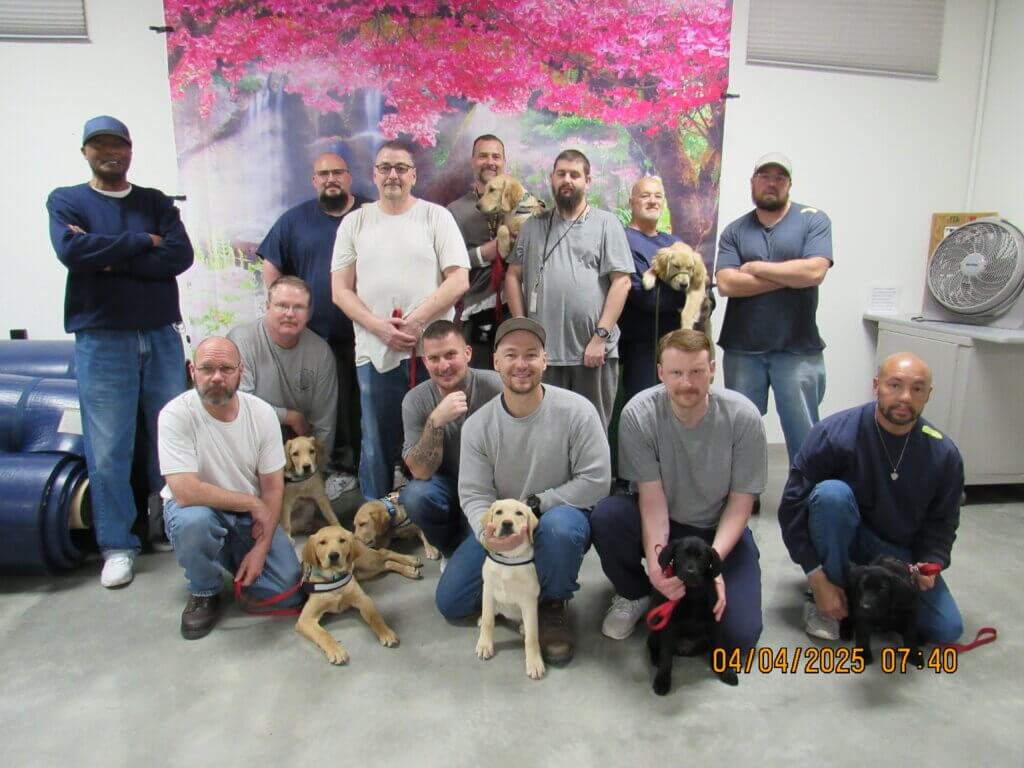 Inmate handlers puppy prison program.