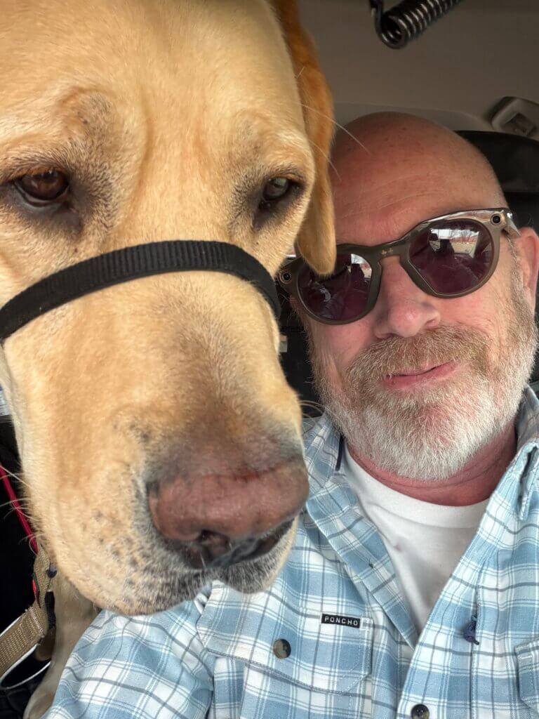 Selfie of Jeremy and Scooby.