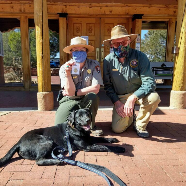 Frisco with park rangers